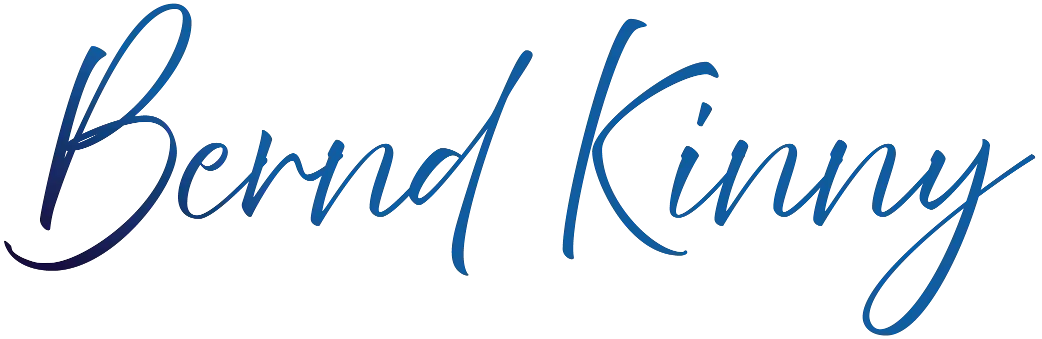 Blaue handschriftliche Unterschrift mit der Aufschrift "Bernd Kinny" auf weißem Hintergrund.